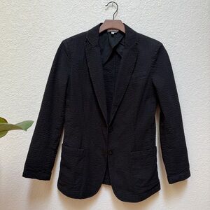 Vintage L.L.Bean Black Seersucker Blazer | 100% Cotton | Size 4 | Preppy Classic